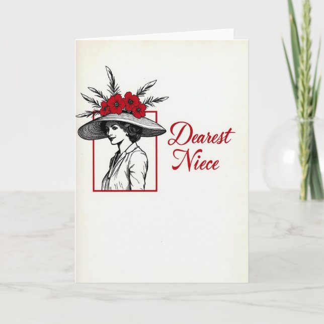 Feathered Hat Mothers Day Card (Front)