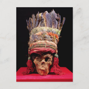 Feathered headdress on a skull, from Peru Postcard