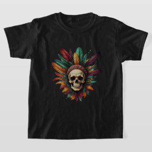Feathered Indian Skull Kids T-Shirt