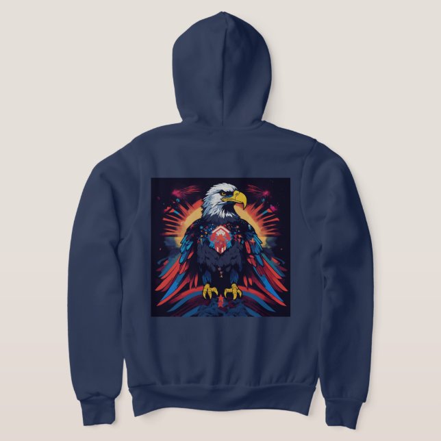 "Feathered Majesty: Eagles Soar on T-Shirt Designs Hoodie (Laydown Back)