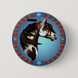 Feathered Paint Horse-Button Pinback Button