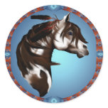 Feathered Paint Horse-Sticker Classic Round Sticker