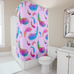 Feathered Rain at Sunset Shower Curtain