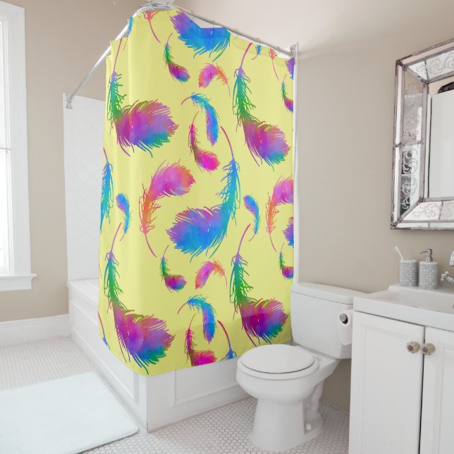 Feathered Rain in Sunshine Shower Curtain (In Situ)