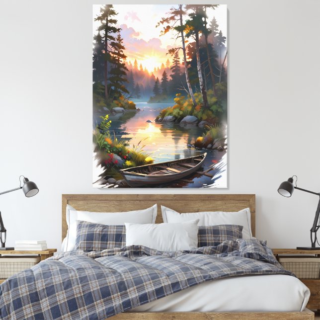 Feathered Serenity Canvas Print (Insitu(Bedroom))