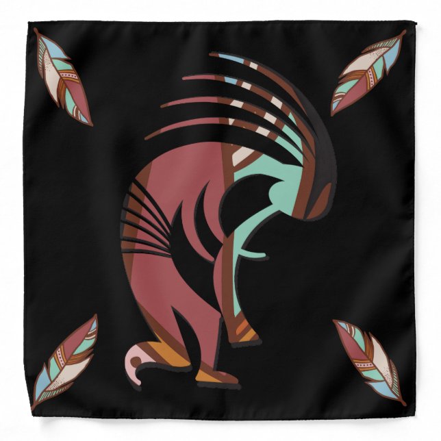 Feathered Southwestern Kokopelli Bandana (Front)
