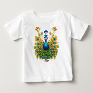 Feathered Spectrum: Peacock Ensemble Extravaganza Baby T-Shirt