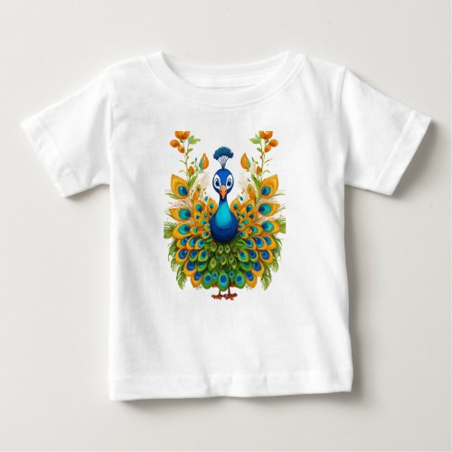 Feathered Spectrum Peacock Ensemble Extravaganza Baby T_Shirt