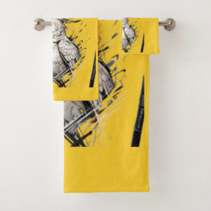 Feathered Sunbeam Cockatiel Art Print Bath Towel Set