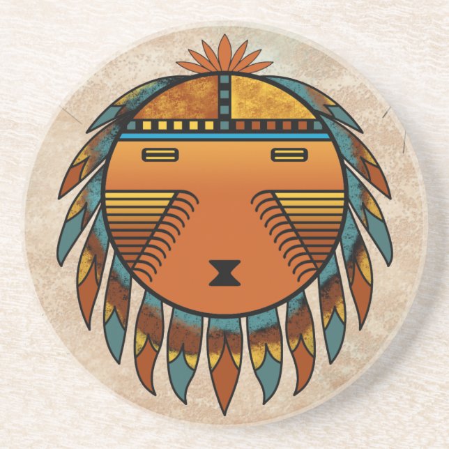 Feathered Sunface Drink Coaster (Front)