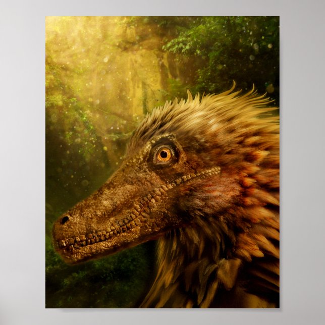 Feathered Velociraptor Dinosaur Poster (Front)
