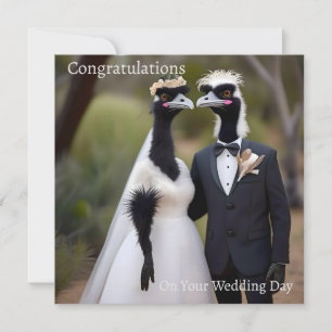 "Feathered Vows: An Emu-tiful Marriage Union" Card