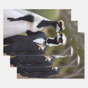 "Feathered Vows: An Emu-tiful Marriage Union" Wrapping Paper Sheets