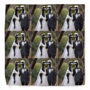 "Feathered Vows: An Emu-tiful Wedding Union" Bandana
