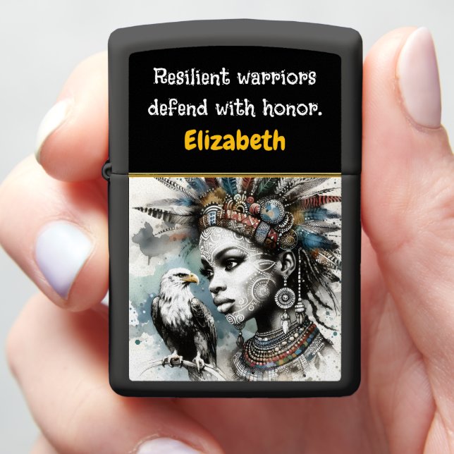 Feathered warrior with a regal eagle zippo lighter (In Hand)