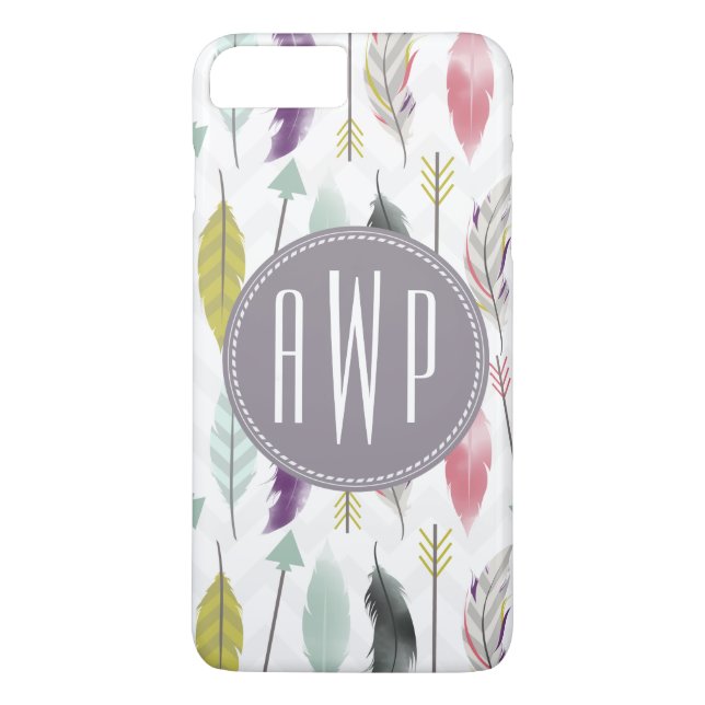 Feathers and Arrows Monogram Case-Mate iPhone Case (Back)