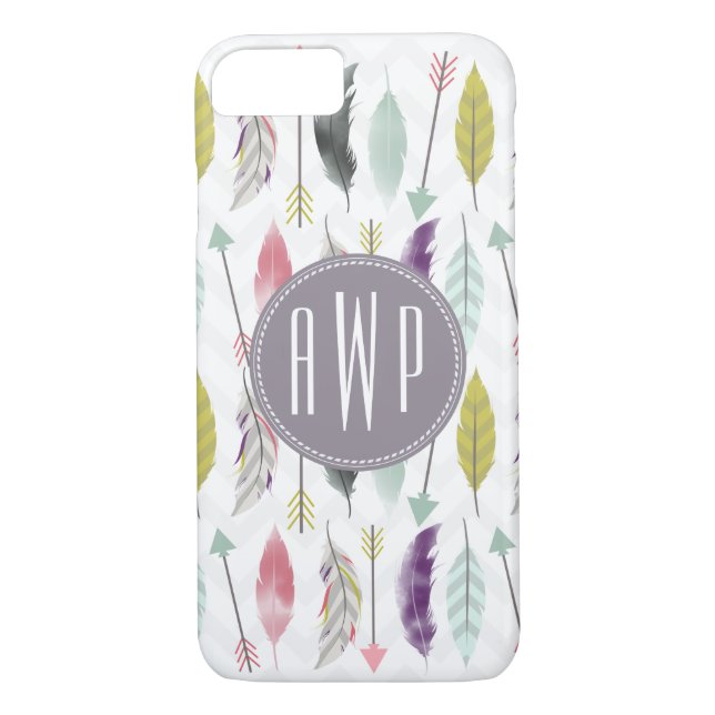 Feathers and Arrows Monogram Case-Mate iPhone Case (Back)