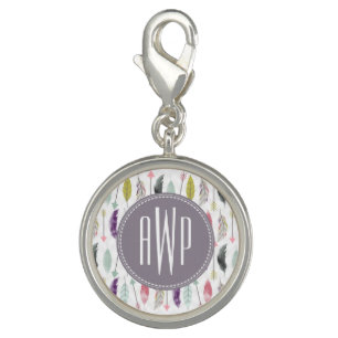 Feathers and Arrows Monogram Charm
