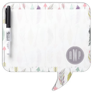 Feathers and Arrows Monogram Dry-Erase Board