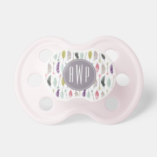Feathers and Arrows Monogram Pacifier (Front)