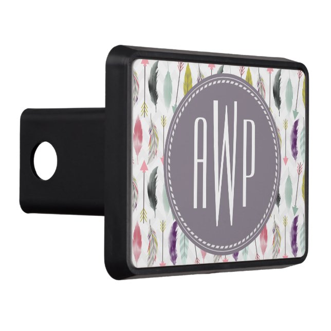 Feathers and Arrows Monogram Tow Hitch Cover (Right)