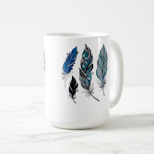 Feathers and colors dance coffee mug