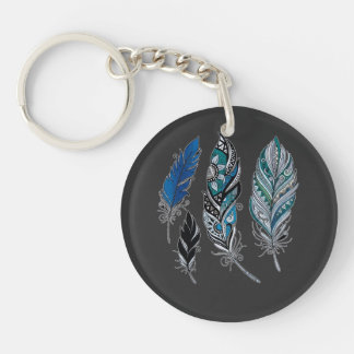 Feathers and colors dance keychain