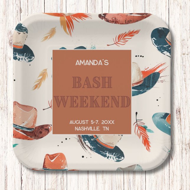 Feathers and Fedoras Bash Bachelorette Weekend Paper Plates (Creator Uploaded)