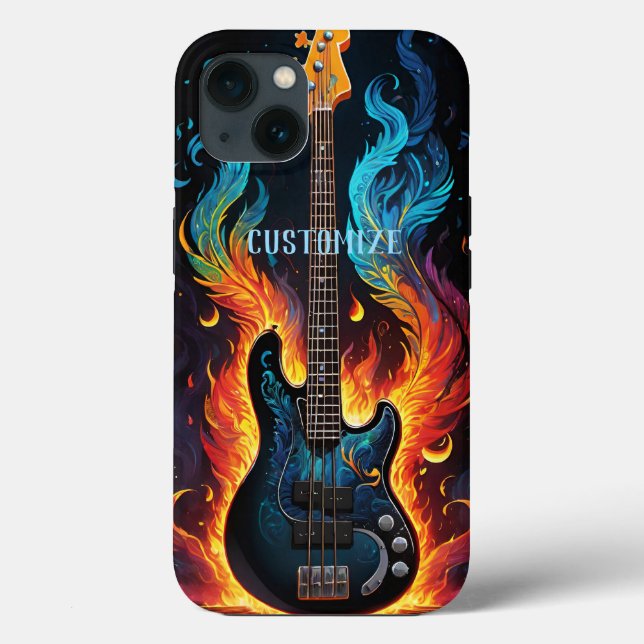 Feathers And Flames Electric Bass Guitar Case-Mate iPhone Case (Back)