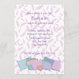Feathers and Pillows/ Birthday Invitation