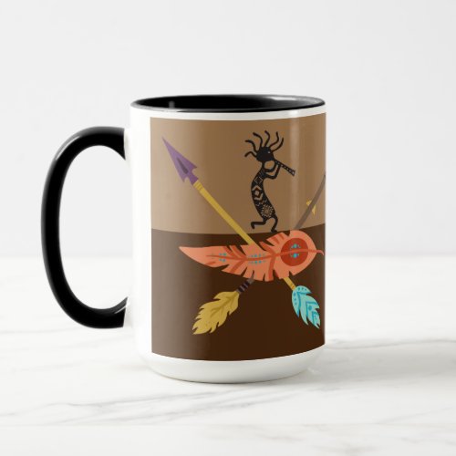 Feathers and Southwest Kokopelli Mug