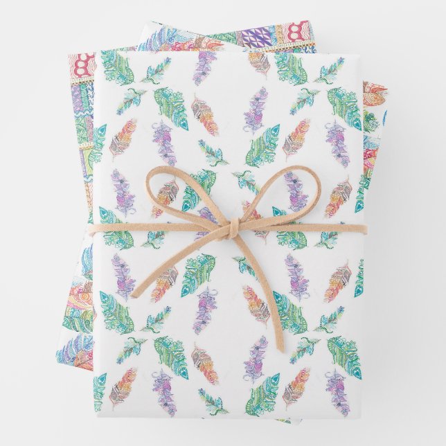 feathers and stuff wrapping paper sheets (In situ)