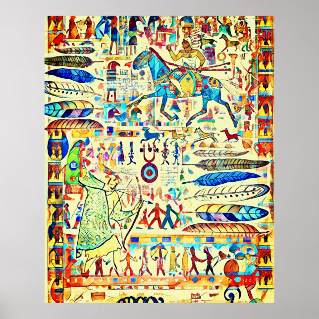 Feathers and Warriors pattern Poster (Front)