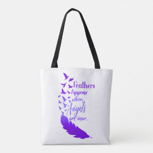 Feathers Appear When Angels Are Near- Birds Purple Tote Bag