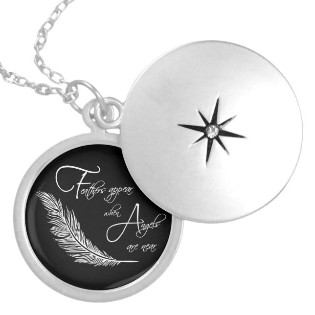 Feathers Appear When Angels Are Near Locket Necklace (Front)