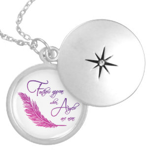 Feathers Appear When Angels Are Near Locket Necklace