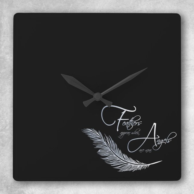 Feathers Appear When Angels Are Near Square Wall Clock (Creator Uploaded)