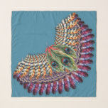 Feathers Bird Wings Colorful Illustrated Scarf<br><div class="desc">Give yourself some wings with this scarf that features illustrations of bird feathers in rich vibrant colors arranged in a wing shape and set against a peacock blue background.</div>