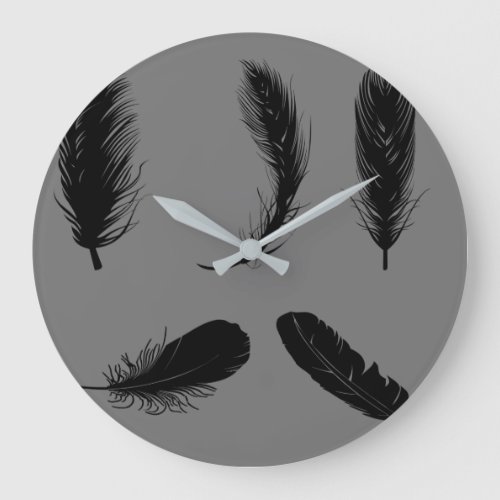 feathers_birds_silhouette_animal large clock