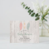 Feathers Boho Baby Shower Save The Date Invitation Postcard (Standing Front)