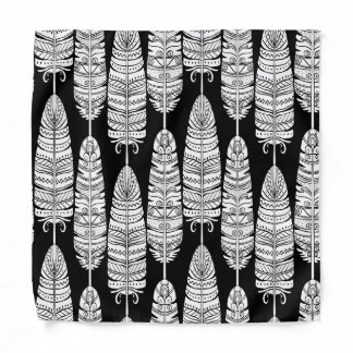 Feathers boho: black and white pattern bandana