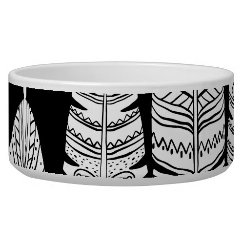 Feathers boho black and white pattern bowl