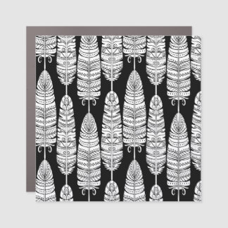 Feathers boho: black and white pattern car magnet