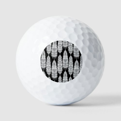 Feathers boho black and white pattern golf balls