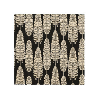 Feathers boho: black and white pattern wood wall art