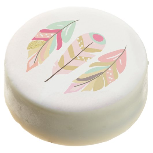 Feathers Boho Oreo Cookies Wild one Tribal Shower (Angled)