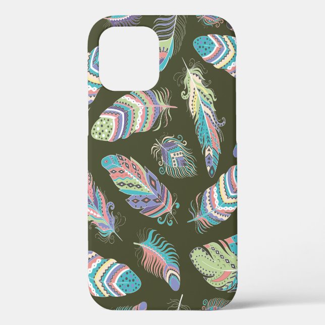 Feathers Boho Seamless Pattern. Tribal Ethnic Back Case-Mate iPhone Case (Back)