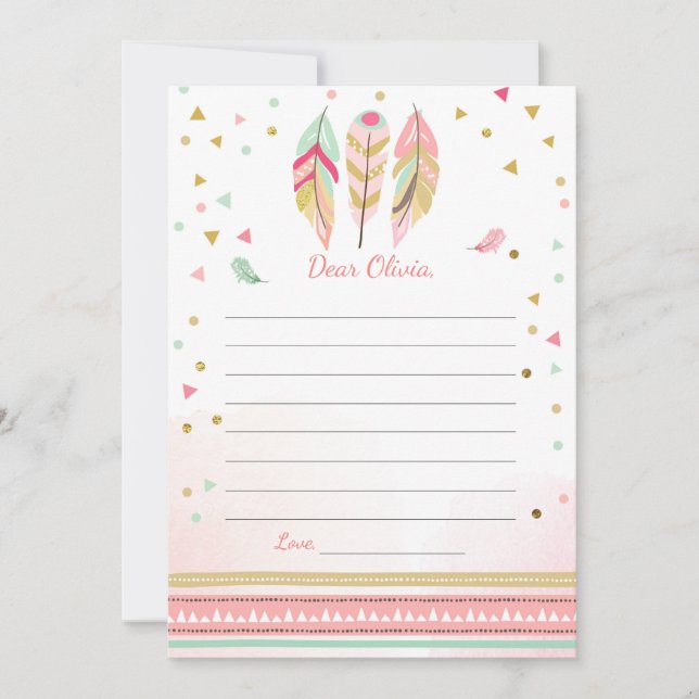 Feathers Boho Tribal Guestbook Cards Time Capsule (Front)