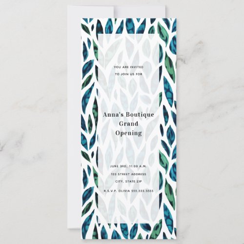 Feathers Botanical Blue Generic All Purpose Party Invitation