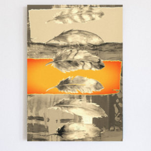 Feathers Brown Orange Poster Wall Art